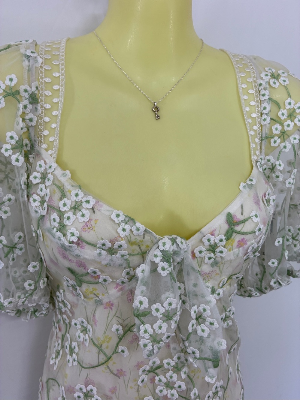For Love And Lemons Dress "Eclair" Embroidered Flowers Mini New With Tags Small - Picture 2 of 8